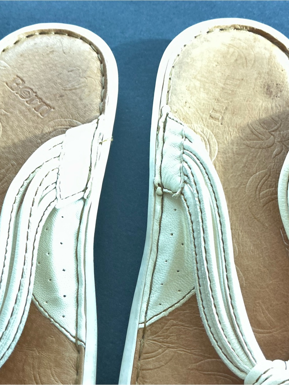Born Women's Tan Footbed Sandals with Cream Braided Straps - Picture 3 of 6